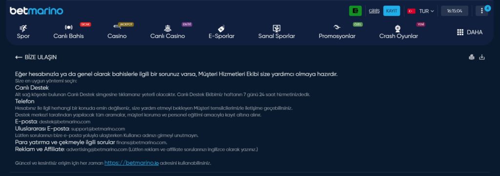 betmarino iletişim